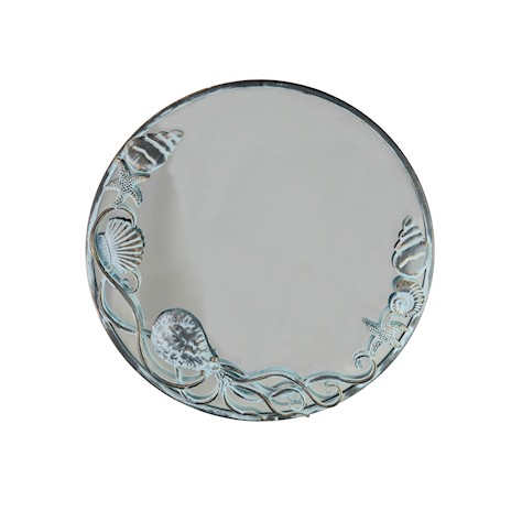 Shell Octupus Frame Blue Octopus Sea Shells Metal Framed Garden Wall Mirror Home Decor ...